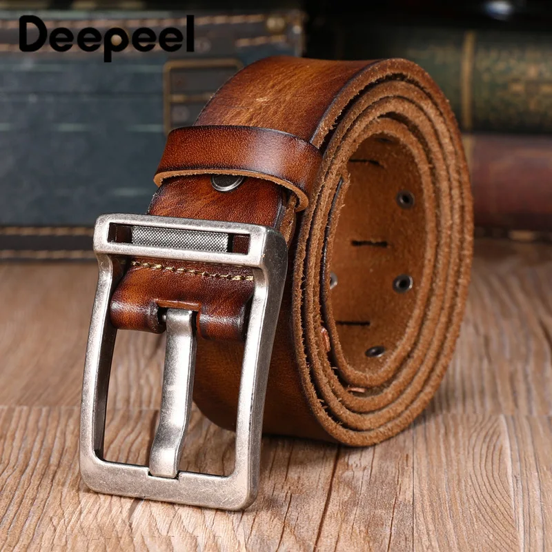 Deepeel 1 шт. 3,8 см* 105-125 см мужской повседневный ремень с пряжкой из натуральной коровьей кожи мужской ремень аксессуары для одежды YK751