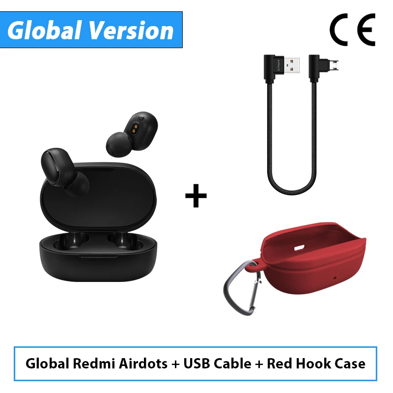 CE Add CableRedCa Xiaomi Redmi Airdots TWS Bluetooth наушники стерео бас Bluetooth 5,0 Eeadphones с микрофоном свободные Наушники управление AI - Цвет: CE Add CableRedCa