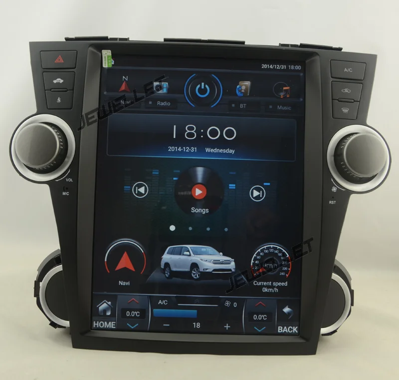 12," tesla стильный вертикальный экран Восьмиядерный Android 8,1 автомобильный стерео мультимедийный плеер для Toyota Highlander Kluger 2008-2013