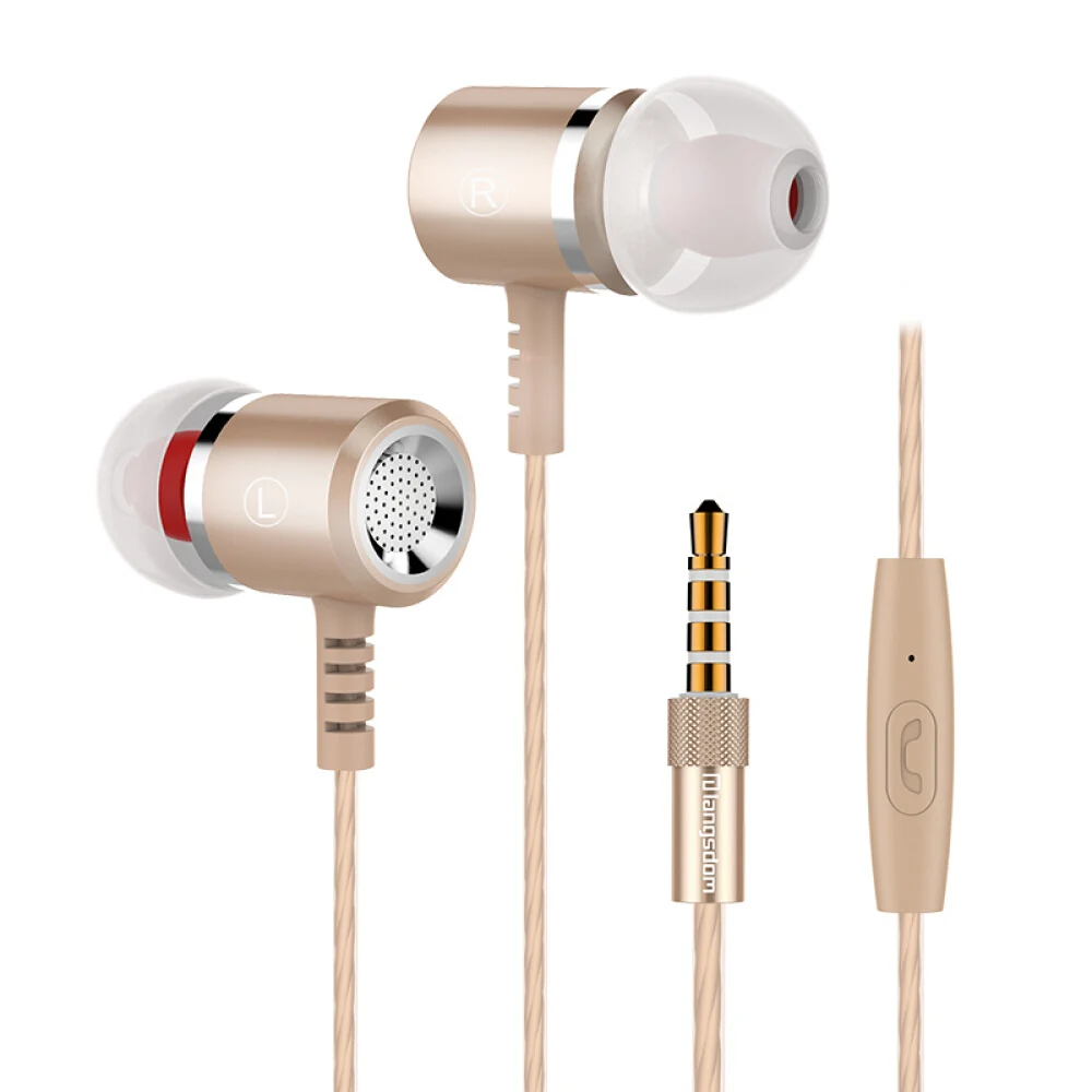 Langsdom M400 Quad core double moving coil Wire Control in ear eardphones Sport Gaming Headset Adjustable volume and HD call