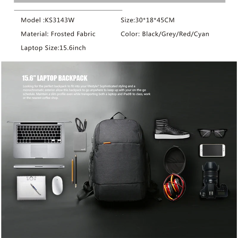 Kingsons KS3143W Внешний USB зарядка Рюкзак для ноутбука Противоугонный ноутбук сумка