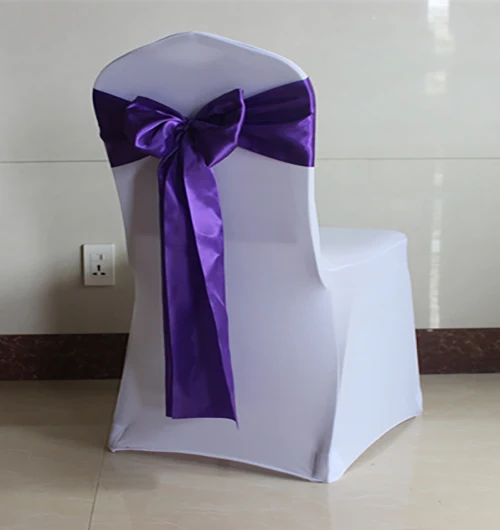 20pcs Chair Sashes Satin Silk Cloth Wedding Chair Knot Bows Seat Chair Cover Bow Sashes DIY Ribbon for Party Chair Decoration - Цвет: Deep purple