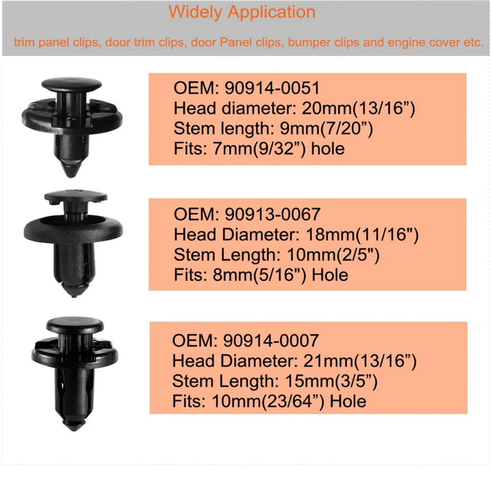TGPGZHZFNA Rivets En Plastique De 10 Mm For Trous De Voiture