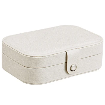 

Korean Style Fresh And Simple Girl Earrings Plate Jewelry Box Protable Leather Earrings Ring Multi-Function Jewelry Storage Box