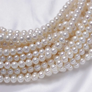 

Genuine wholesale 5strands 6-7mm high quality near round white pearl strands loose beads women lady jewelry DIY
