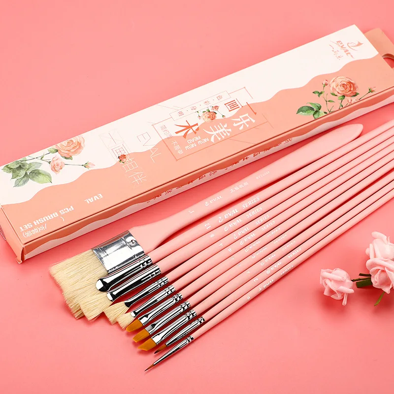 12 pcs Pink gouache Painted acrylic brush special paint brush wear