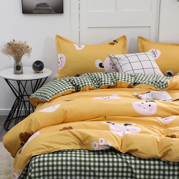 

Cartoon Rabbit bedding set,yellow Duvet Cover with Pillowcase 220×240/200×200,135×200 Child quilt Cover，king Size Blanket cover