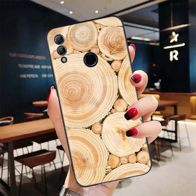 Pattern wood textures Black Case for Huawei Y9 Y5 Y6 Y7 2019 Honor 10 9 Lite 3