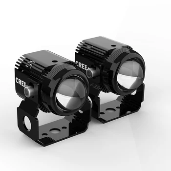

a pair of led headlight for bike black shell 5700k bike fog light at night
