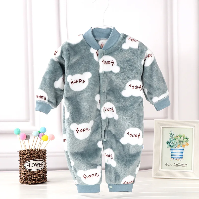 winter Newborn Baby Clothes Flannel keeps warm Boys Girls Romper   Long Sleeve Romper Kids Jumpsuit Playsuit Outfits bulk baby bodysuits	 Baby Rompers