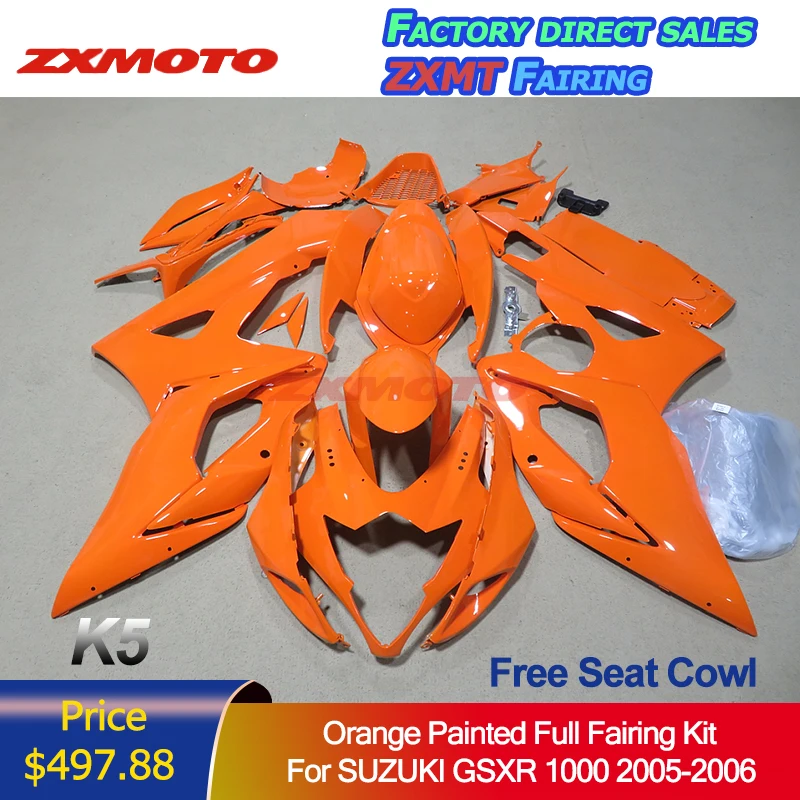 

ZXMT ZXMOTO Full Fairing Panel Kit Plastic Bodywork For SUZUKI GSX-R 1000 2005-2006 05 06 K5 Orange Painted ABS Motorcycles Body