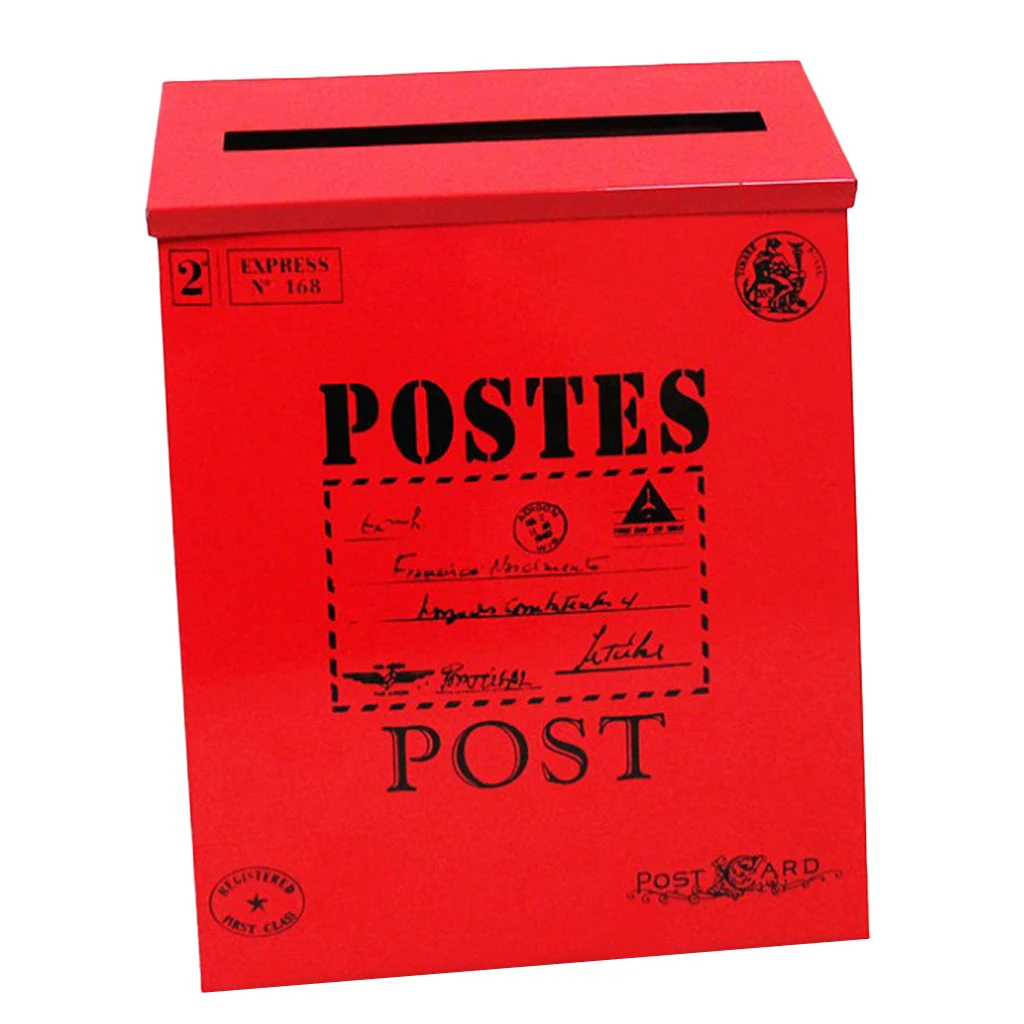  Vintage Galvanized Mailbox Letterbox Postbox Newspaper Holder Box Pink Outside Letter Post Mail Box Magazines Newspaper Box 