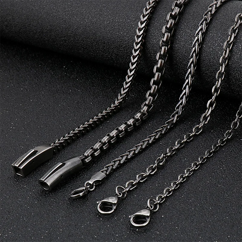 KALEN Stainless Steel Matte Long Linking Chain Necklace Men Brushed Snake Chain Box Chain Choker Necklace Jewelry Accessories