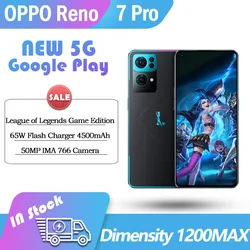 Original Reno 7 Pro oppo league of legends 5G smartphone Dimensity 1200Max 65W flash changer 4500mAh AMOLED 50MP Camera google