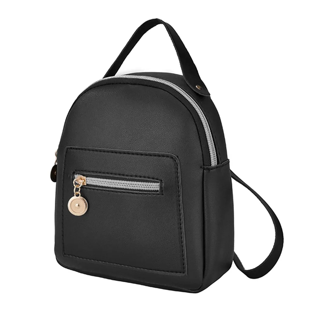 Мини-рюкзак женская сумка через плечо из искусственной кожи для девочек-подростков Детский многофункциональный маленький рюкзак женский школьный рюкзак - Цвет: Black