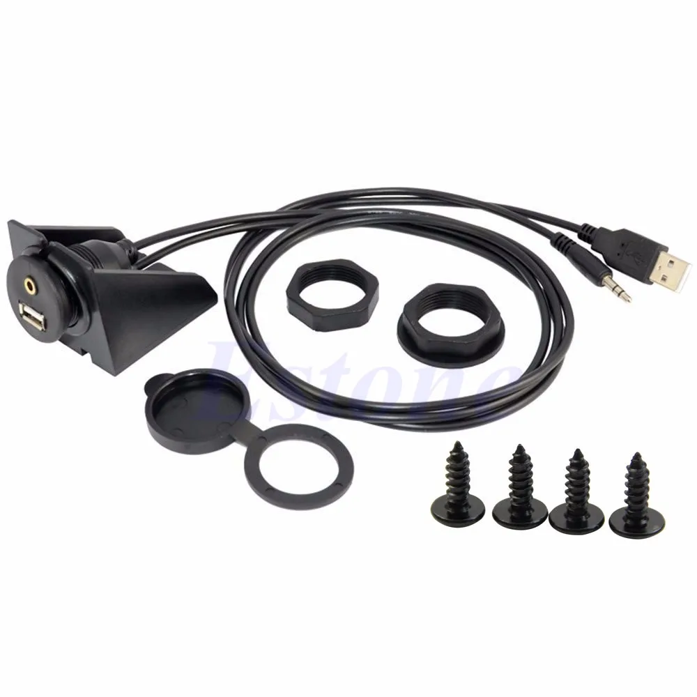 1 шт. Авто приборной панели автомобиля Moto панель скрытого монтажа USB 2,0 M/F 3,5 мм AUX свинцовый удлинитель qyh