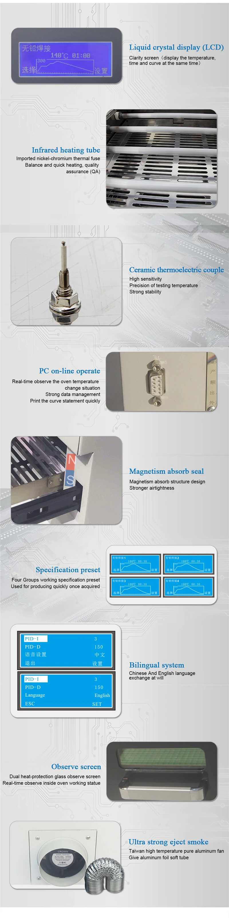 LY 962 962A 962C 962D цифровой дисплей с программируемым SMD smt печь оплавления/программируемая мини печь для пайки оплавления 700 Вт