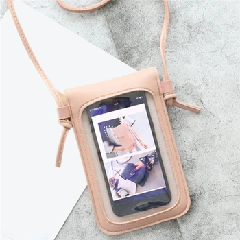 

Transparent Touch Screen Retro Simple Mobile Phone Bag 2020 Women PU Chain Messenger Bags Small Flap Bag Mini Shoulder Bag