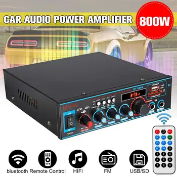 

HIFI 2CH 800W Audio Power Amplifier 12/220V Car Home Theater Amplifiers with Remote Control Support FM USB SD Card bluetooth