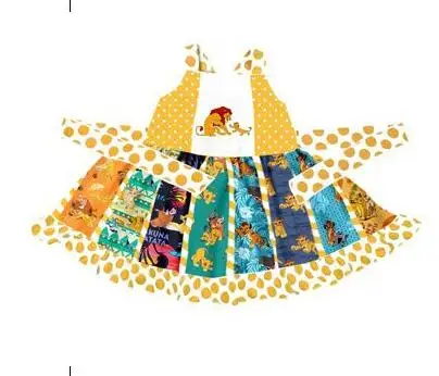 Платье для девочек «Король Лев» г., новейший дизайн, детская одежда платье принцессы на бретельках с воротником и поясом