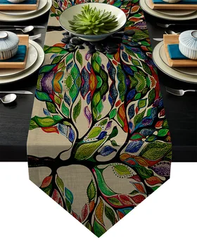 

Leaves Abstract Tree Of Life Table Runner Table Flag Home Party Decorative Tablecloth Table Runners for Wedding