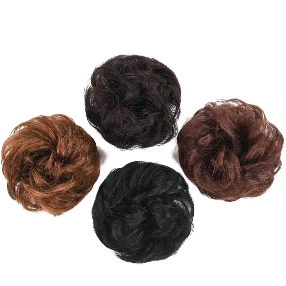 Chignon-cinta de goma elástica para cabello humano, moño para cola de caballo, moño de rosquilla, extensión de moño