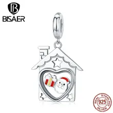 Санта Клаус бисаер 925 пробы серебро Рождество Санта Клаус бусины Подвески подходят оригинальные браслеты DIY ювелирных изделий ECC1357