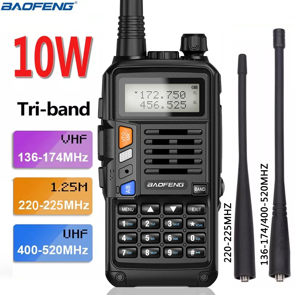 BaoFeng UV-S9 Plus Tri-Band Radio 10W High Power 136-174Mhz/220-225Mhz/400-520Mhz Walkie Talkie Amateur Handheld Two Way | Мобильные