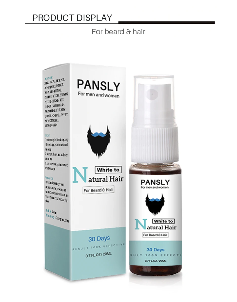 PANSLY восстанавливает белую бороду волосы к естественному цветной спрей унисекс лечение травами лечение Тонизирующая эссенция роста сыворотка