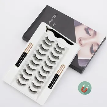 

10 Pairs Magnetic Eyelashs set double Magnet Eyeliner Set Waterproof Long Lasting natural Mink False Eyelashes Eyelash Extension
