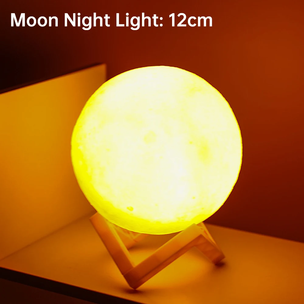 hatch night light LED Night Light 3D Print Moon Lamp 8CM/12CM Battery Powered With Stand Starry Lamp 7 Color Bedroom Decor Night Lights Kids Gift hatch night light Night Lights