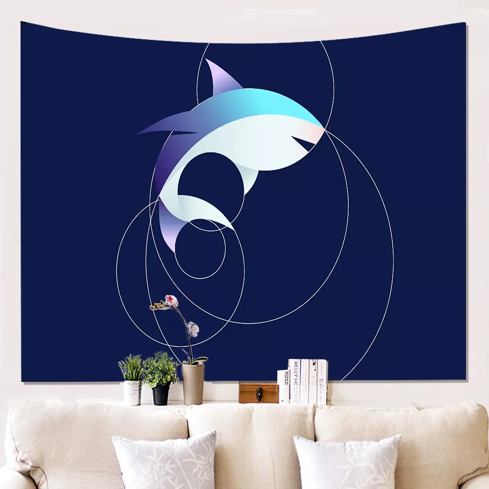 Zeegle Dolphin Pattern Wall Hanging Tapestry Beach Towel Blanket Living Room Decoration Tapestry Picnic Mat Home Art Blanket