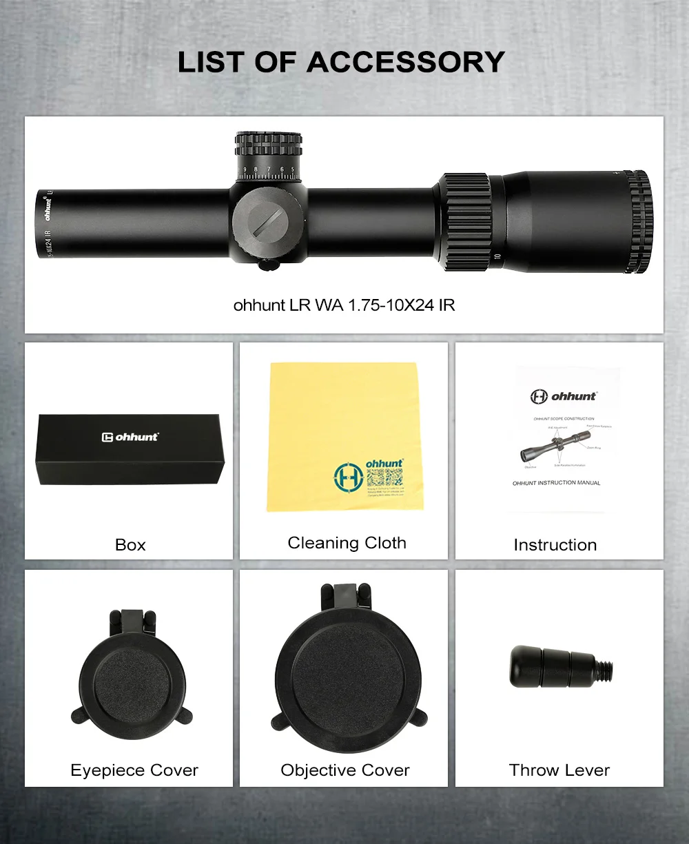 ohhunt-LR-WA-1.75-10X24-IR产品清单