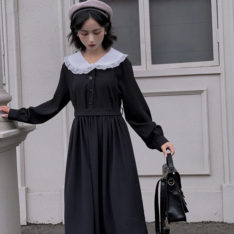 Preppy Style Long Sleeve Lolita Dress-3