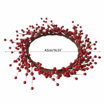 

Artificial Flowers Red Berries Wreath Spring Wreath Outdoor for Front Door 67JB