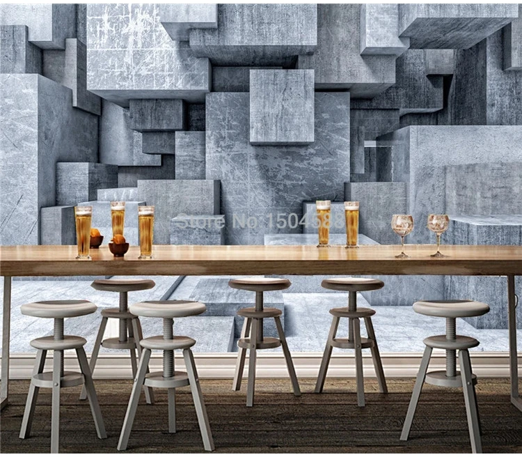 На заказ любой размер Настенные обои современные 3D стерео пространство геометрические каменные фрески Ресторан Кафе гостиная Креативные обои