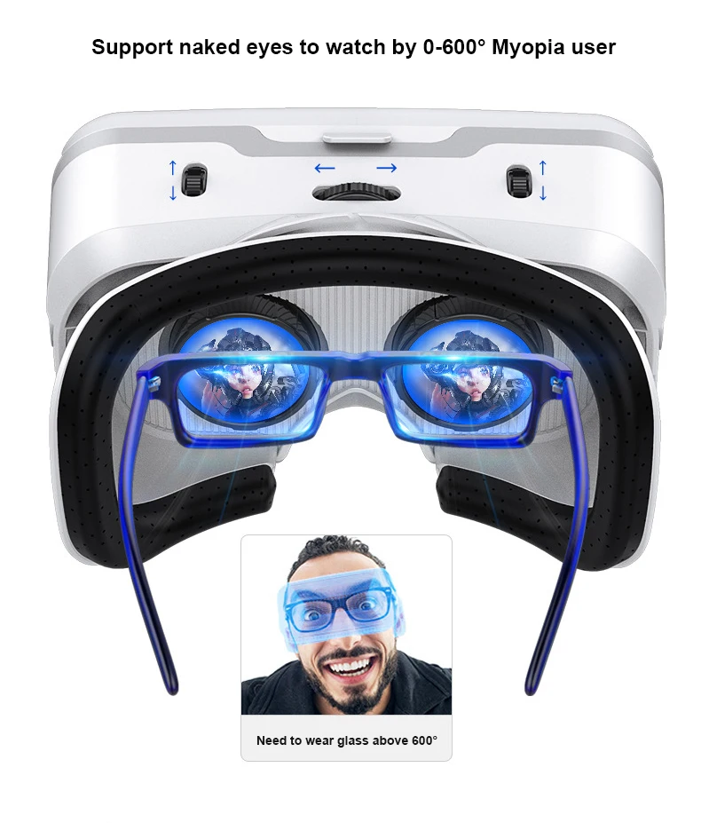 VR Shinecon HD Blue Ray линзы ограниченного видения Очки виртуальной реальности коробка шлем с HiFi стерео наушники для iPhone Xiaomi huawei samsung