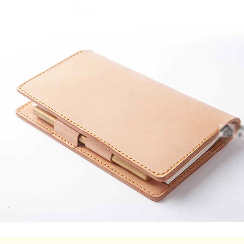 DIY leather craft notebook with pen holder kraft paper pattern hollowed stencil template 13x23x2cm