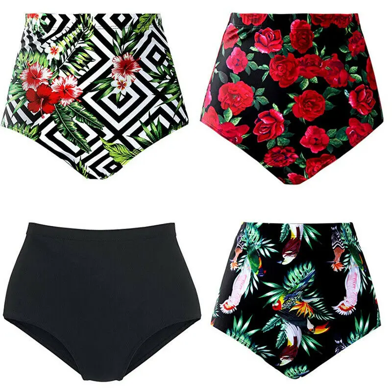 Women High Waist Short Bottom Plus Size Swimsuit Swimwear Bathing Bikini Pant Solid Sexy Swimming Bottom Shorts