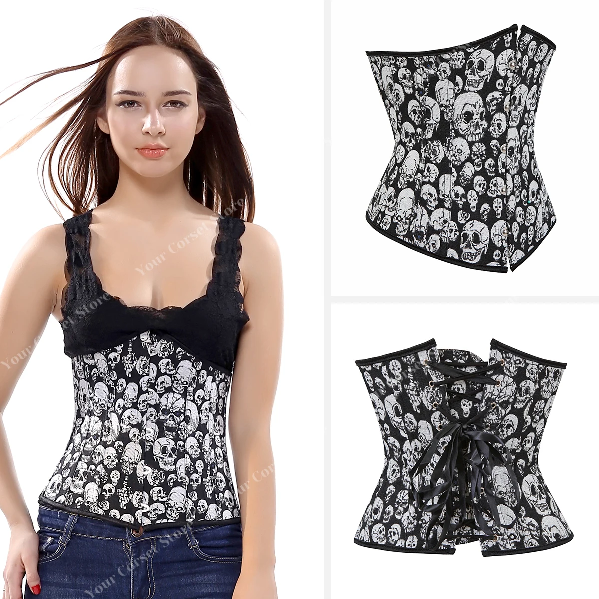 Body Shaper Waist Trainer Corset Bustier Top Waist Corset Lace Corset Underbust Corsets for Women Corset Belt Waist Trainer Cincher Hourglass Sexy Corset Schwarz Damen Korsett Taillenformer