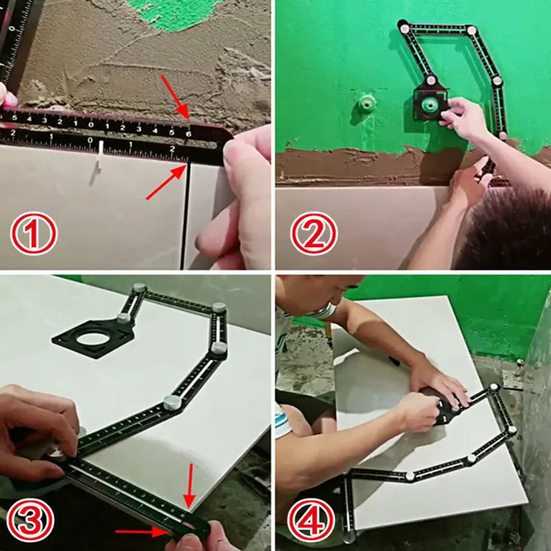 Плитка отверстие локатор отверстия открывалка каменщик плиточный линейка-слайд складной транспортир регулируемый угол линейки стеклянная плитка Инструмент Калибр