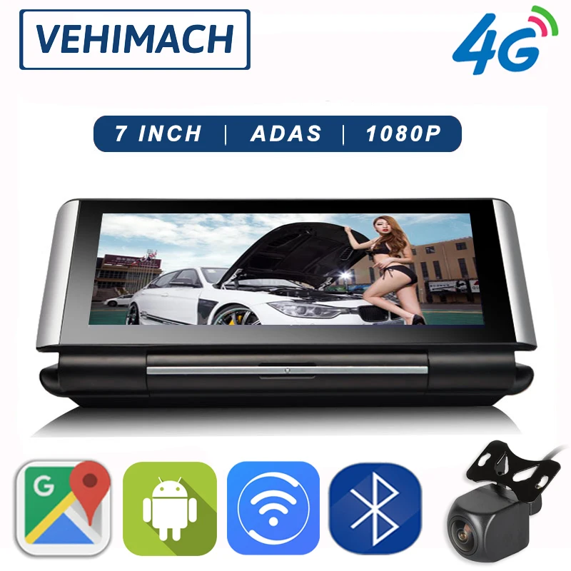 Android Dash Cam GPS WiFi 4G Car DVR For Auto Video Recorder ADAS HD 1080P Front And Rear Dashcam Dual Camera Lens Registrator | Автомобили