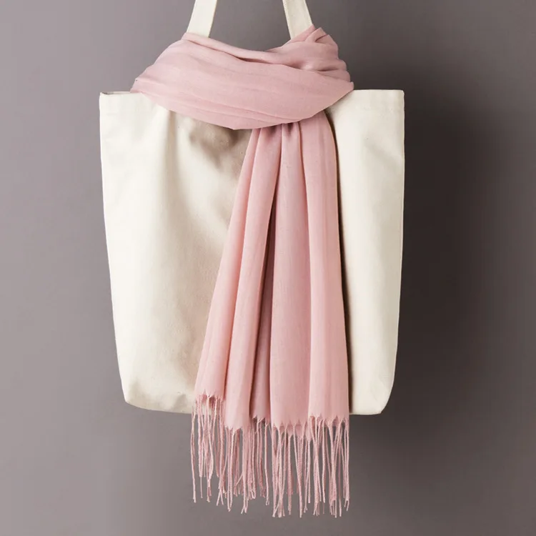 BB Pink Scarf Женские однотонные кашемировые шарфы с кисточками, осень, новые мягкие теплые шарфы для девушек и женщин, тонкий длинный шарф, Женская шаль, мужской шарф - Цвет: BB Pink Scarf