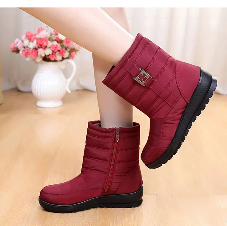 Зимние ботинки; Женская водонепроницаемая обувь; женские ботинки; теплая зимняя водонепроницаемая обувь из толстого плюша для мам; женские ботильоны