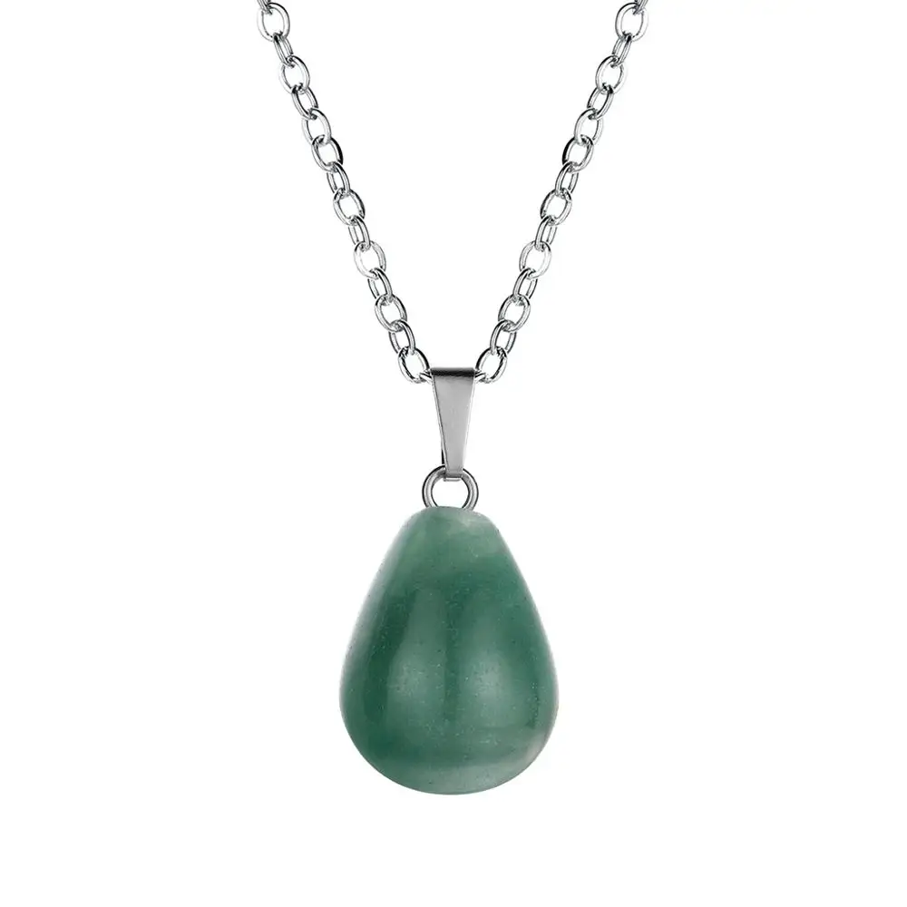 ASHMITA для женщин натуральный камень капли воды кулон Круглый слеза подвески в виде Капли Ювелирные изделия ожерелье серьги для DIY изготовления - Окраска металла: Green Aventurine