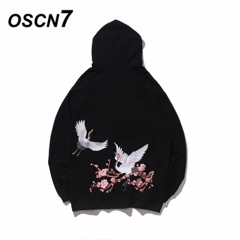 

OSCN7 High Street Embroidery plus velvet Loose Hoodies Men 2020 Japanese Streetwear Harajuku Oversize Hooded Sweatshirt Mens 979