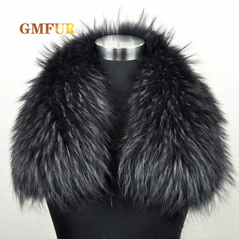 Winter New Real Raccoon Fur Square Collar 100% Parkas Coats Luxury Fur Collar Fuzzy Warm Natural Raccoon Scarf Scarves Women