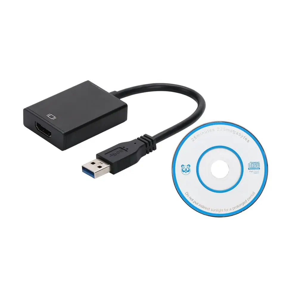 Супер скорость передачи USB 3,0 к HDMI аудио видео адаптер конвертер кабель подходит для Windows 7/8 PC Full HD 1080P Черный FS