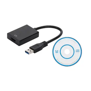 

Super Speed Transmission USB 3.0 To HDMI Audio Video Adaptor Converter Cable Suitable For Windows 7/8 PC Full HD 1080P Black FS