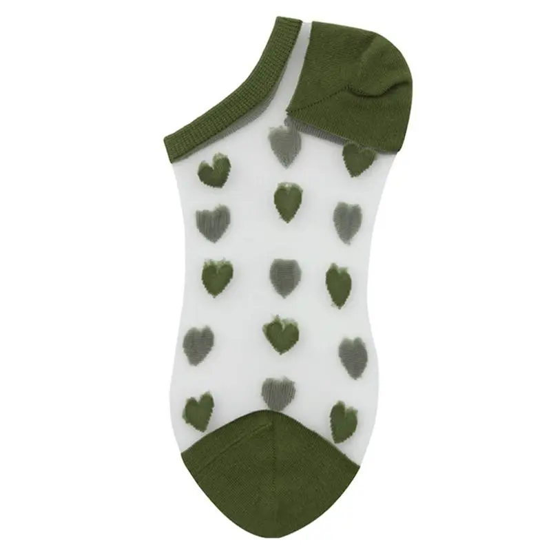 

Women Transparent Glass Fiber Boat Socks Colorful Love Heart Ultra-Thin Hosiery